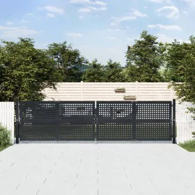 Puerta de jardín acero gris antracita 400x125 cm de vidaXL, Puertas de jardín - Ref: Foro24-154571, Precio: 464,39 €, Descuen...