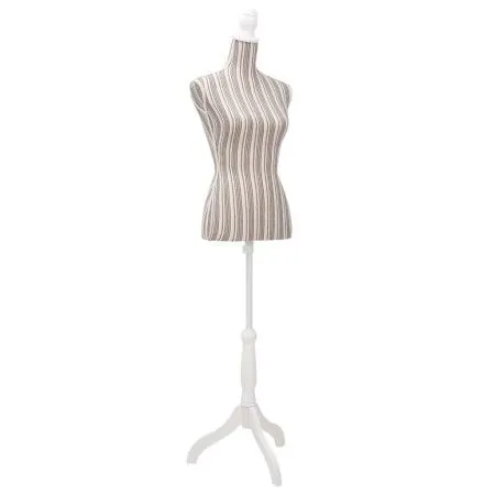 White cotton female bust mannequin with stripes by vidaXL, Gallants at night - Ref: Foro24-30031, Price: 81,53 €, Discount: %