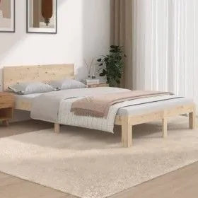 Bettgestell aus Massivholz 120x190 cm von vidaXL, Betten und Lattenroste - Ref: Foro24-810465, Preis: 111,03 €, Rabatt: %