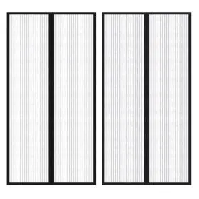 Mosquito net curtain for door 2 pcs black magnet 210 x 100 cm by vidaXL, Mosquito nets for windows - Ref: Foro24-40920, Price...