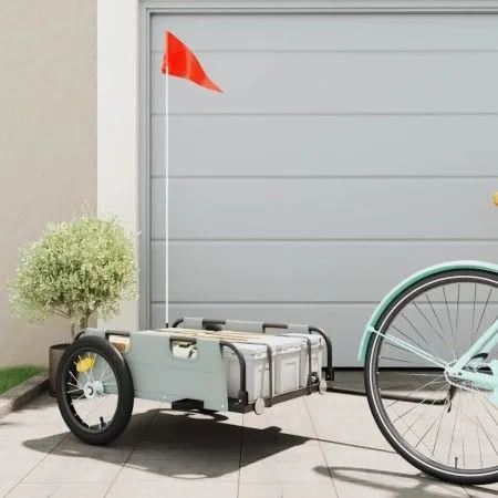 Iron bicycle trailer and gray Oxford cloth by vidaXL, Bicycle trailers - Ref: Foro24-94168, Price: 83,15 €, Discount: %