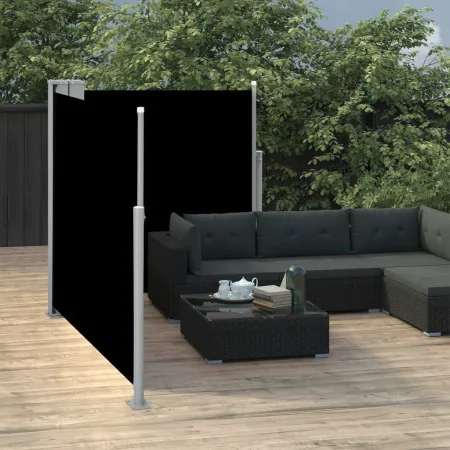 Black retractable side awning 100x600 cm by vidaXL, Umbrellas - Ref: Foro24-48442, Price: 83,84 €, Discount: %