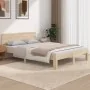 Estructura de cama de matrimonio madera maciza 135x190 cm de vidaXL, Camas y somieres - Ref: Foro24-810470, Precio: 119,25 €,...