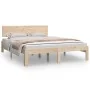 Solid wood double bed frame 135x190 cm by vidaXL, Beds and slatted bases - Ref: Foro24-810470, Price: 119,25 €, Discount: %
