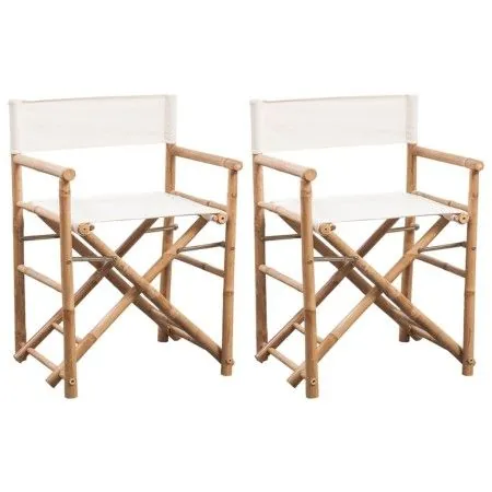 Folding director chairs 2 units bamboo and canvas by vidaXL, Garden chairs - Ref: Foro24-41895, Price: 99,75 €, Discount: %