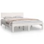 White solid wood bed frame 135x190 cm by vidaXL, Beds and slatted bases - Ref: Foro24-810471, Price: 130,89 €, Discount: %