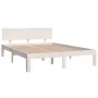 White solid wood bed frame 135x190 cm by vidaXL, Beds and slatted bases - Ref: Foro24-810471, Price: 130,89 €, Discount: %