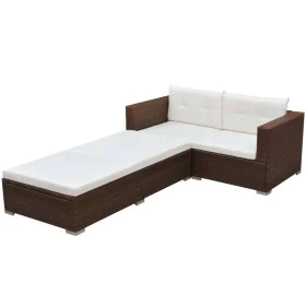 3-teiliges Gartenmöbel-Set und braune Kissen aus synthetischem Rattan von vidaXL, Gartensets - Ref: Foro24-42747, Preis: 307,...