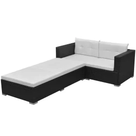 3-piece garden furniture set and black synthetic rattan cushions by vidaXL, Garden sets - Ref: Foro24-42748, Price: 307,56 €,...