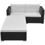 3-teiliges Gartenmöbel-Set und Kissen aus schwarzem synthetischem Rattan von vidaXL, Gartensets - Ref: Foro24-42748, Preis: 3...