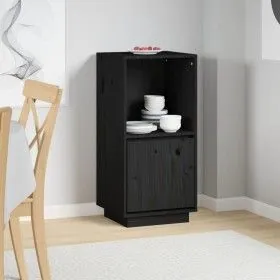 Sideboard aus massivem schwarzem Kiefernholz, 38 x 35 x 80 cm von vidaXL, Sideboards - Ref: Foro24-814348, Preis: 46,57 €, Ra...