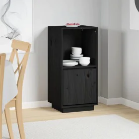 Solid black pine wood sideboard 38x35x80 cm by vidaXL, Sideboards - Ref: Foro24-814348, Price: 46,57 €, Discount: %