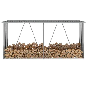 Grauer Brennholzkasten aus verzinktem Stahl, 330 x 84 x 152 cm von vidaXL, Zubehör für Taschen und Brennholzhalter - Ref: For...