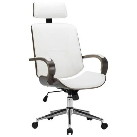Office chair with synthetic leather headrest and white wood by vidaXL, Office chairs - Ref: Foro24-283135, Price: 189,51 €, D...