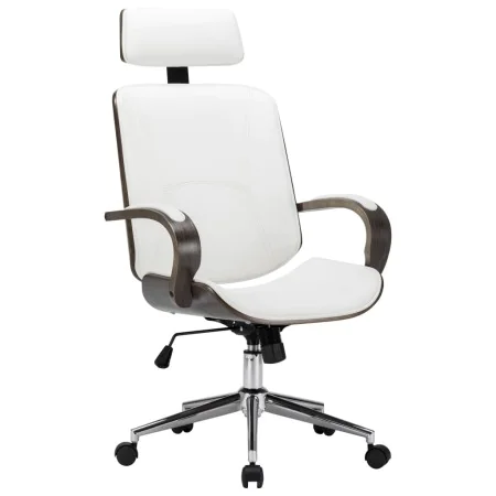 Silla oficina con reposacabezas cuero sintético madera blanco de vidaXL, Sillas de oficina - Ref: Foro24-283135, Precio: 189,...