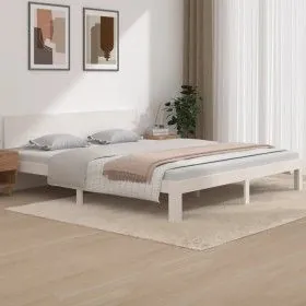 White solid wood bed frame Supe King 180x200 cm by vidaXL, Beds and slatted bases - Ref: Foro24-810511, Price: 126,07 €, Disc...