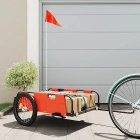 Bicycle trailer made of iron and orange Oxford fabric by vidaXL, Bicycle trailers - Ref: Foro24-94173, Price: 94,04 €, Discou...