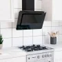 Campana extractora acero inoxidable vidrio templado negro 60 cm de vidaXL, Extractores - Ref: Foro24-51662, Precio: 175,18 €,...