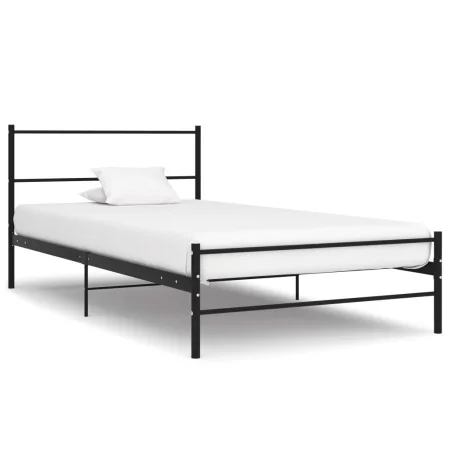 Black metal bed frame 90x200 cm by vidaXL, Beds and slatted bases - Ref: Foro24-286496, Price: 78,53 €, Discount: %