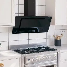 Stainless steel extractor hood black tempered glass 90 cm by vidaXL, Extractors - Ref: Foro24-51665, Price: 228,06 €, Discoun...