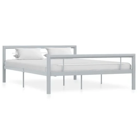 Grau-weißes Metallbettgestell 120x200 cm von vidaXL, Betten und Lattenroste - Ref: Foro24-284558, Preis: 88,80 €, Rabatt: %