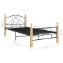 Estructura de cama de metal negra 90x200 cm de vidaXL, Camas y somieres - Ref: Foro24-324939, Precio: 93,59 €, Descuento: %