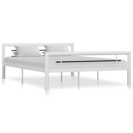 Schwarz-weißes Metallbettgestell 120x200 cm von vidaXL, Betten und Lattenroste - Ref: Foro24-284546, Preis: 107,46 €, Rabatt: %