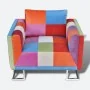 Fabric Patchwork Cube Armchair with Chrome Legs by vidaXL, Armchairs - Ref: Foro24-240895, Price: 279,41 €, Discount: %