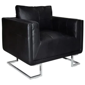 Sillón con patas cromadas cuero sintético negro de vidaXL, Sillones - Ref: Foro24-241004, Precio: 291,45 €, Descuento: %