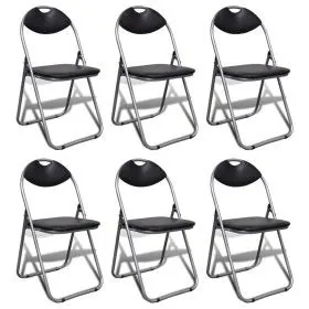 Folding dining chairs 2 pcs synthetic leather and black steel by vidaXL, Folding stools and chairs - Ref: Foro24-241494, Pric...