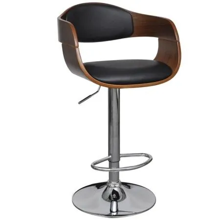 Curved wood and synthetic leather kitchen bar stool by vidaXL, Kitchen stools - Ref: Foro24-241053, Price: 130,56 €, Discount: %