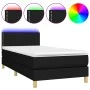Box spring bed with mattress and LED black fabric 90x190 cm by vidaXL, Beds and slatted bases - Ref: Foro24-3133599, Price: 2...
