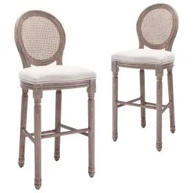 Kitchen stool 2 units white linen by vidaXL, Kitchen stools - Ref: Foro24-245352, Price: 342,84 €, Discount: %