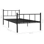 Schwarzer Metallbettrahmen 90x200 cm von vidaXL, Betten und Lattenroste - Ref: Foro24-284636, Preis: 72,76 €, Rabatt: %