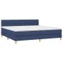 Box spring bed with mattress and LED blue fabric 200x200 cm by vidaXL, Beds and slatted bases - Ref: Foro24-3133987, Price: 5...
