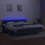 Box spring bed with mattress and LED blue fabric 200x200 cm by vidaXL, Beds and slatted bases - Ref: Foro24-3133987, Price: 5...
