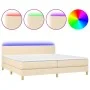Cama box spring con colchón y LED tela crema 200x200 cm de vidaXL, Camas y somieres - Ref: Foro24-3133586, Precio: 554,60 €, ...