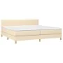 Box spring bed with mattress and LED cream fabric 200x200 cm by vidaXL, Beds and slatted bases - Ref: Foro24-3133586, Price: ...