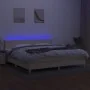 Box spring bed with mattress and LED cream fabric 200x200 cm by vidaXL, Beds and slatted bases - Ref: Foro24-3133586, Price: ...