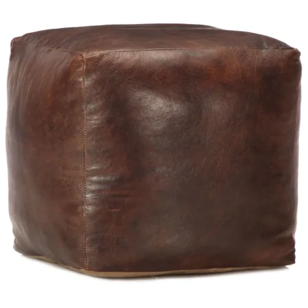 Dunkelbrauner Pouf 40x40x40 cm aus echtem Ziegenleder von vidaXL, Osmanen - Ref: Foro24-248127, Preis: 110,19 €, Rabatt: %