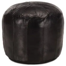 Schwarzer Pouf 40x35 cm aus echtem Ziegenleder. von vidaXL, Osmanen - Ref: Foro24-248131, Preis: 93,32 €, Rabatt: %