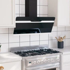 Steel and black tempered glass wall extractor hood 90 cm by vidaXL, Extractors - Ref: Foro24-51669, Price: 166,15 €, Discount: %