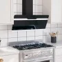 Campana extractora pared acero y vidrio templado negro 90 cm de vidaXL, Extractores - Ref: Foro24-51669, Precio: 176,20 €, De...