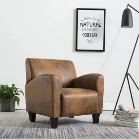 Sillón de piel de ante artificial marrón de vidaXL, Sillones - Ref: Foro24-248618, Precio: 304,30 €, Descuento: %