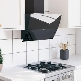 Schwarze Wand-Dunstabzugshaube aus gehärtetem Glas und Stahl, 60 cm von vidaXL, Extraktoren - Ref: Foro24-51675, Preis: 170,4...