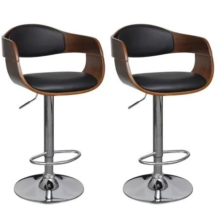 Kitchen stools 2 units curved wood synthetic leather by vidaXL, Kitchen stools - Ref: Foro24-270549, Price: 249,45 €, Discoun...