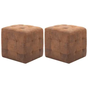 Puf 2 unidades piel de ante artificial marrón 30x30x30 cm de vidaXL, Otomanas - Ref: Foro24-278382, Precio: 96,21 €, Descuent...