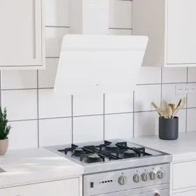 Wall-mounted extractor hood in white tempered glass and stainless steel, 60 cm. by vidaXL, Extractors - Ref: Foro24-51672, Pr...