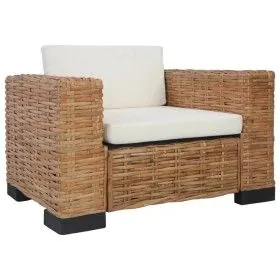 Armchair with natural rattan cushions by vidaXL, Armchairs - Ref: Foro24-283081, Price: 326,51 €, Discount: %