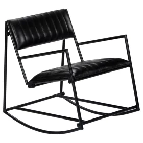 Schwarzer Schaukelstuhl aus echtem Leder von vidaXL, Schaukelstühle - Ref: Foro24-282905, Preis: 153,94 €, Rabatt: %